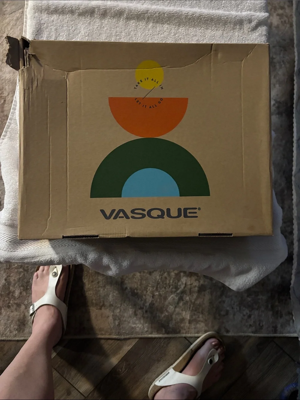Vasque Decorative Box with Green, Blue, Orange & Yellow Graphic
